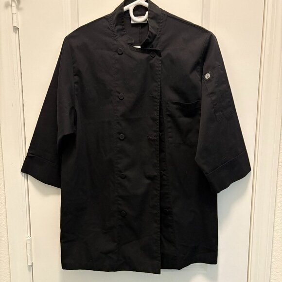 Chef Works Black Men’s Chef Jacket Long Sleeve French Cuff Size S EUC - Picture 2 of 5